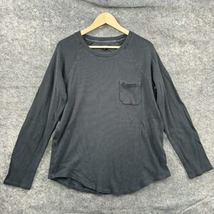 PAIGE Shirt Mens Medium Gray Thermal Waffle Knit Long Sleeve Crewneck Cotton